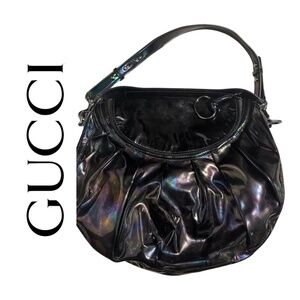 Gucci Icon Bit Hobo Iridescent Black Patent Leather